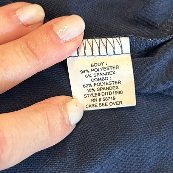 NY COLLECTION WOMAN RUCHED FIGURE FLATTERING V-NECK 3/4 SLEEVE DRESS SZ 1X NAVY - Picture 8 of 8